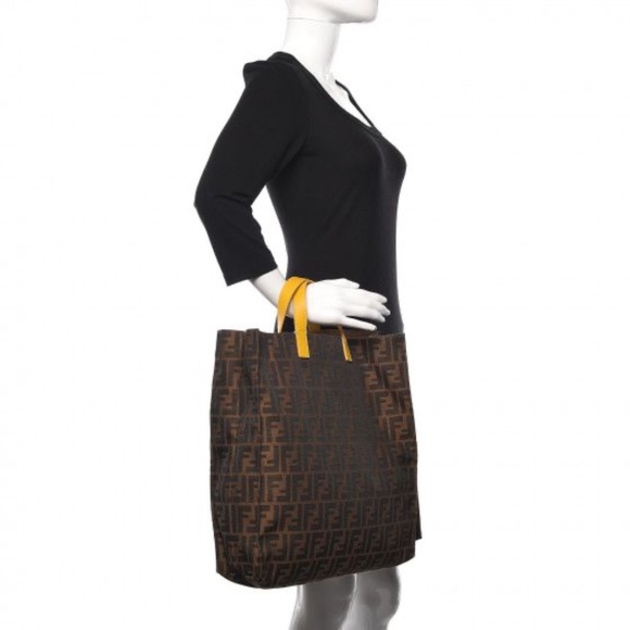 Authentic FENDI Zucca Special Shopping Tote Tobacco TOP HANDLE - Picture 4 of 12